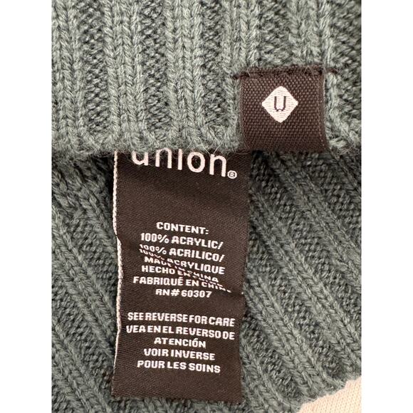 NEW UNION SEA//WA Men's Green Textured Knit Pullover Hoodie Size M - Picture 4 of 6